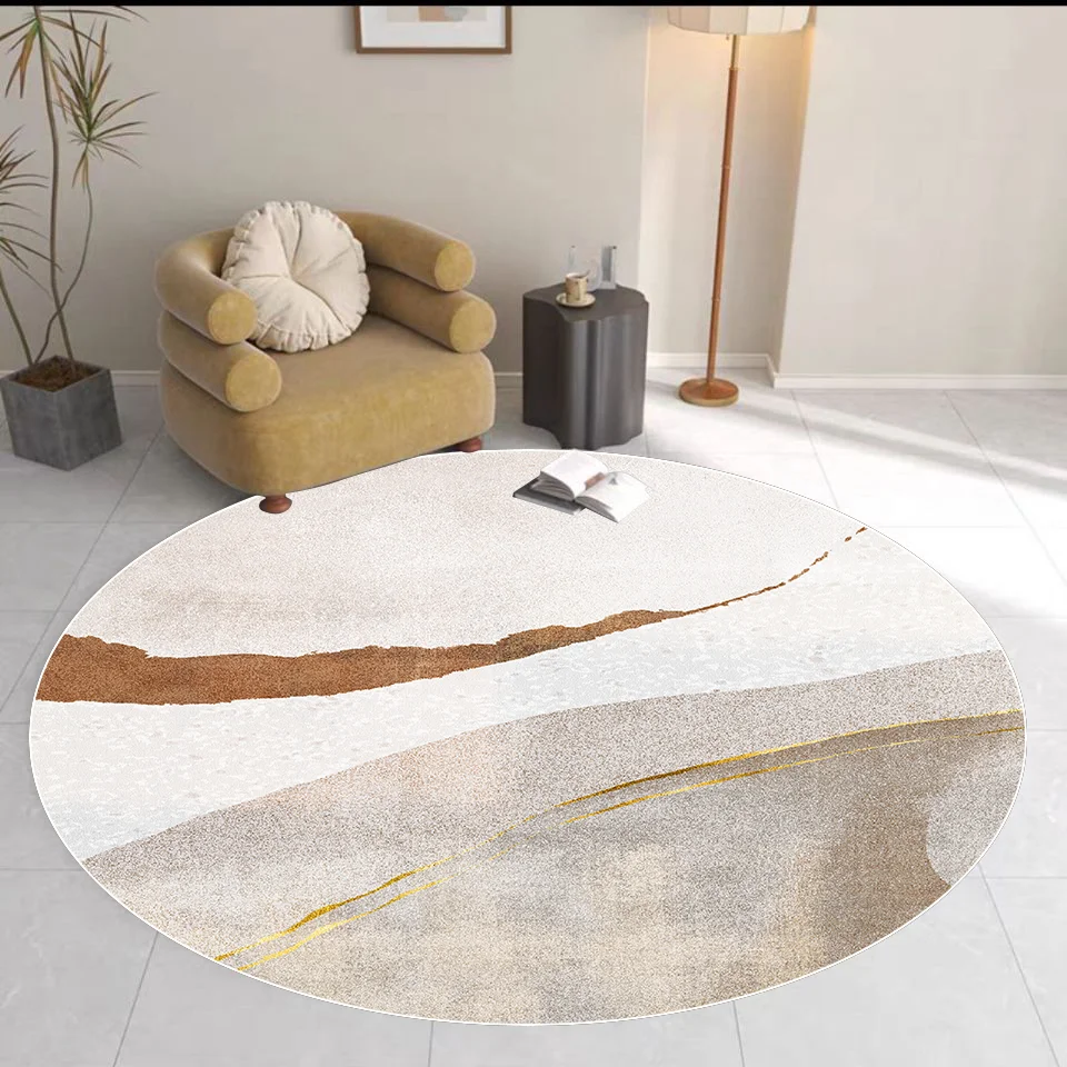 Modern Abstract Decoration Round Carpet Living Room Sofa Area Rugs Home Light Luxury Floor Mat Room Decor Soft Carpet Washable