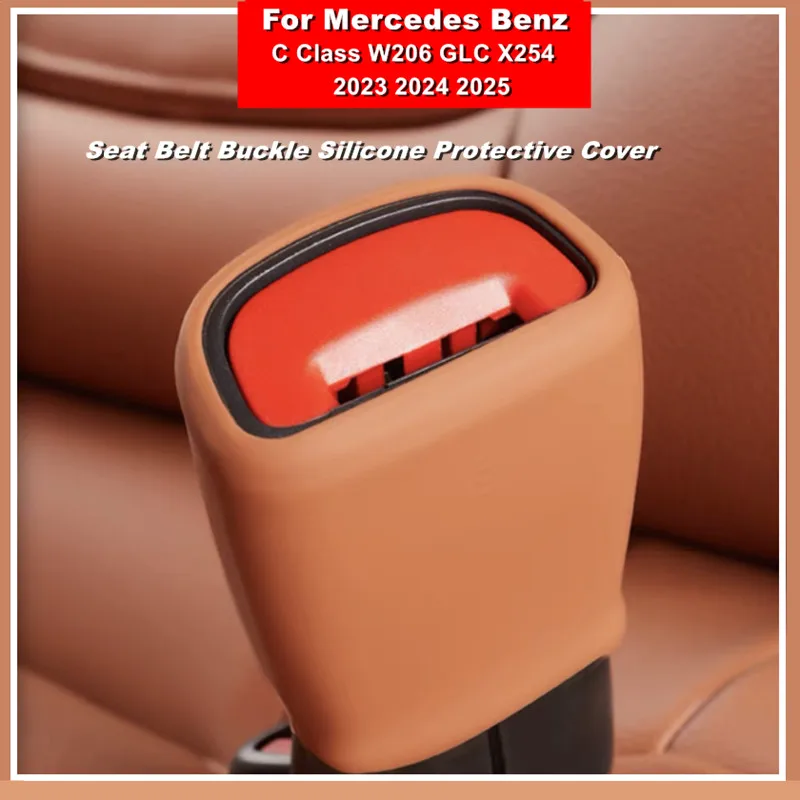 

Car Seat Belt Buckle Silicone Protective Cover Trim For Mercedes Benz C Class W206 GLC X254 2023 2024 2025 Interior Accessories