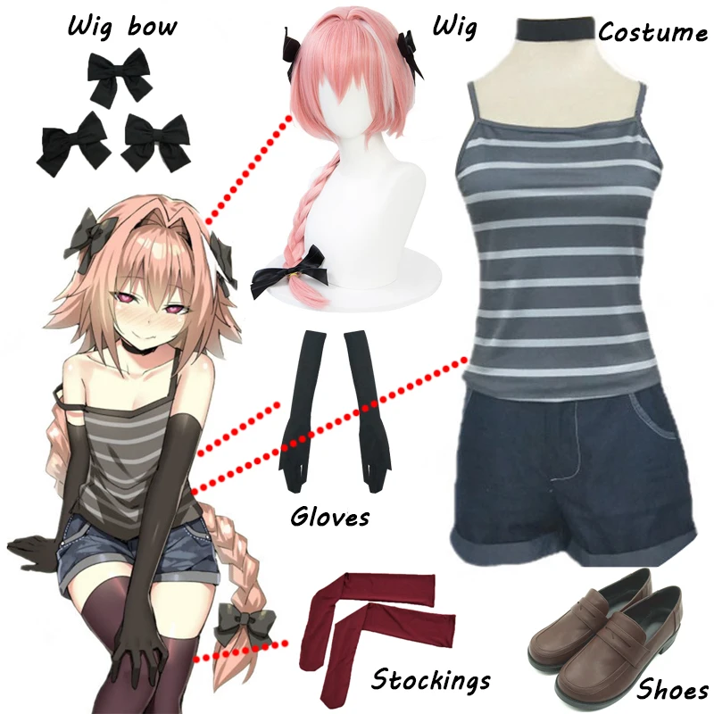 Anime FGO Fate/Apocrypha Rider of Black Astolfo Sailor Cosplay Costume Suit Daily Wearing Outfit Uniforms Halloween