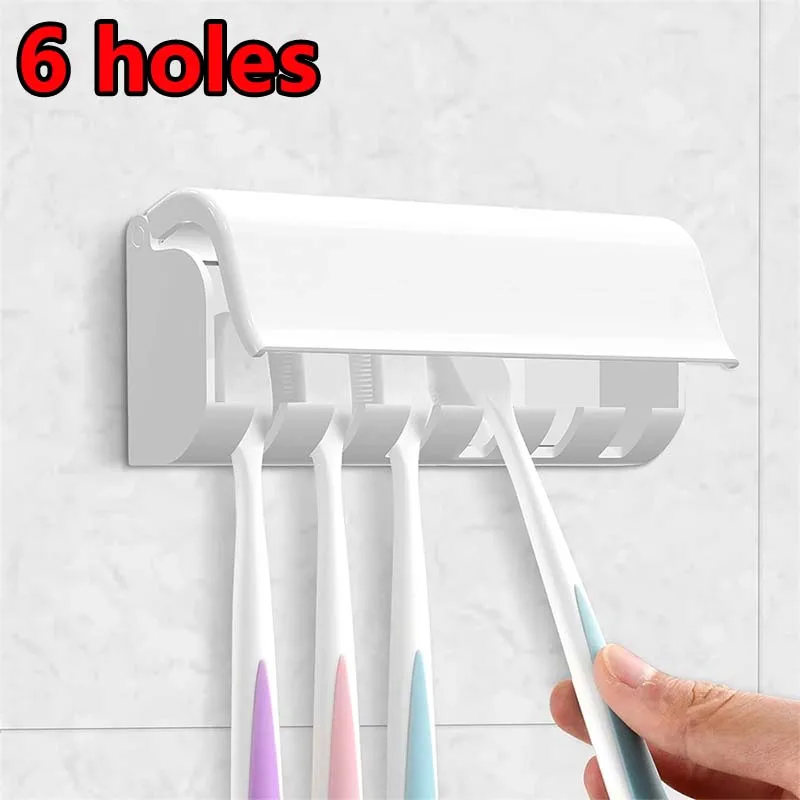 Multifunctional Toothbrush Holder 6 Holes Toothbrush Organizer Bathroom Accessories Wall Mounted Toothbrush Razor Storage Rack