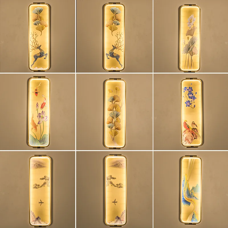 عبر الحدود جميع النحاس اللوحة الصينية منحوتة يدويا غرفة المعيشة حائط الخلفية مصباح المشاهير الإنترنت