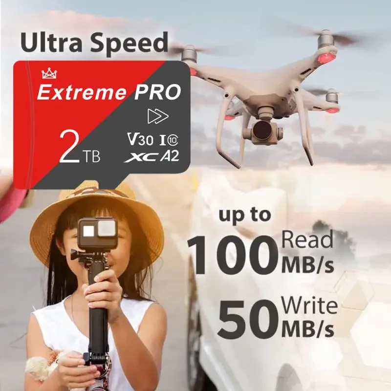 Micro TF/SD Memory Card 2TB 1TB V30 U3 512GB SD Card SD/TF Flash Card Class 10 Memory Card 128GB For Phone Drone Ps4 Ps5