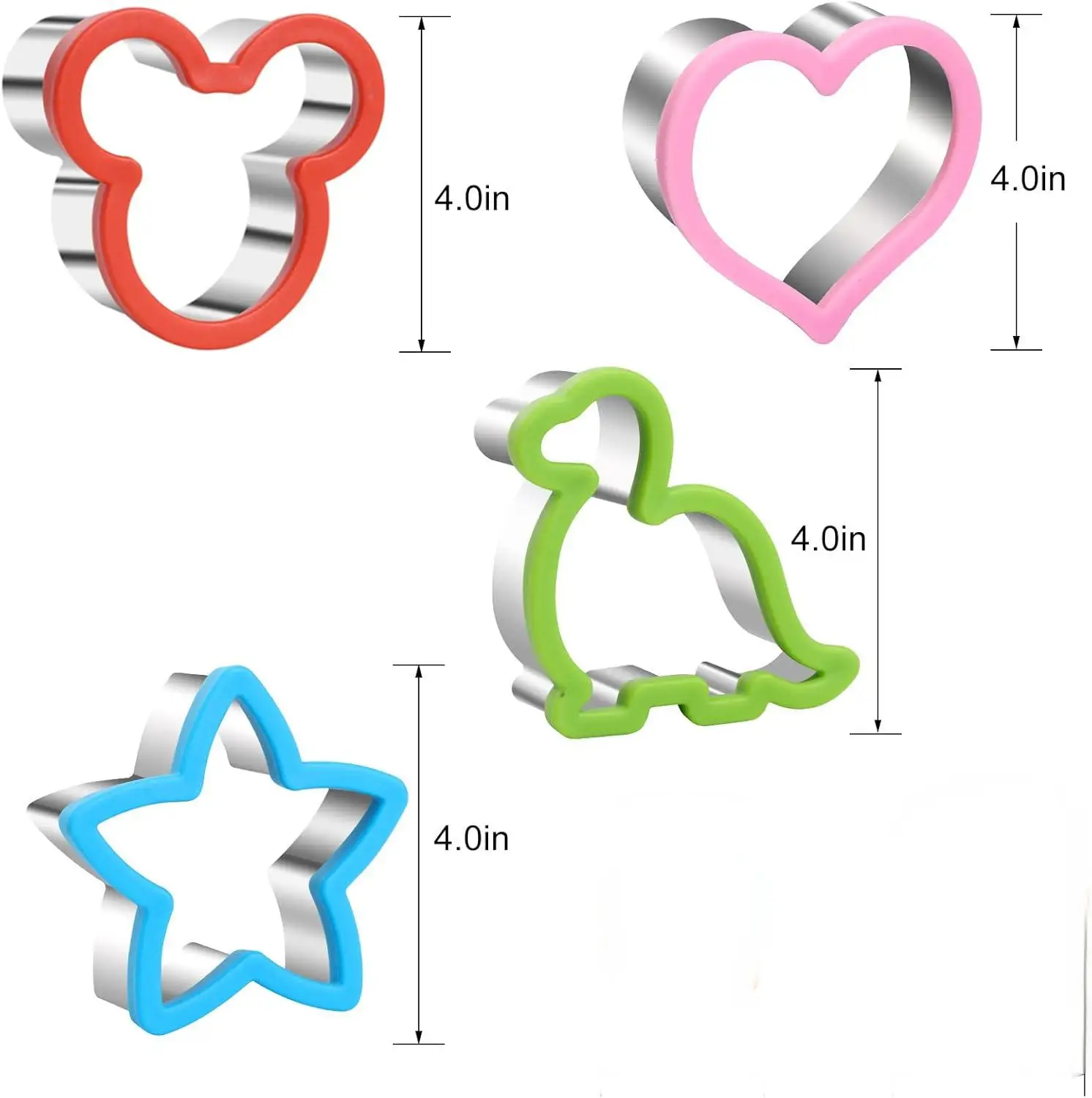 4-teiliges Sandwich-Ausstecher-Set aus Edelstahl, rutschfest, mit Dinosaurier-, Bären-, Herz- und Sternformen für Brot, Kekse, Kinderfeiern, Feiertage und Backen zu Hause. – Detail 12