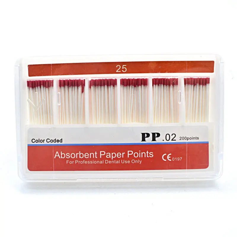 Dental Paper Points 0.02 taper Absorbent  dental Materials Strong Absorption Pure Cotton Fiber paper