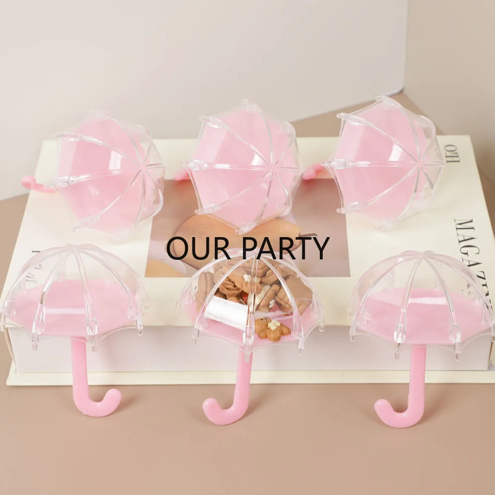 6/12Pcs Mini Umbrella Shape Plastic Candy Box Transparent Gift Packing Boxes for Kids Birthday Baby Shower Wedding Party Decor