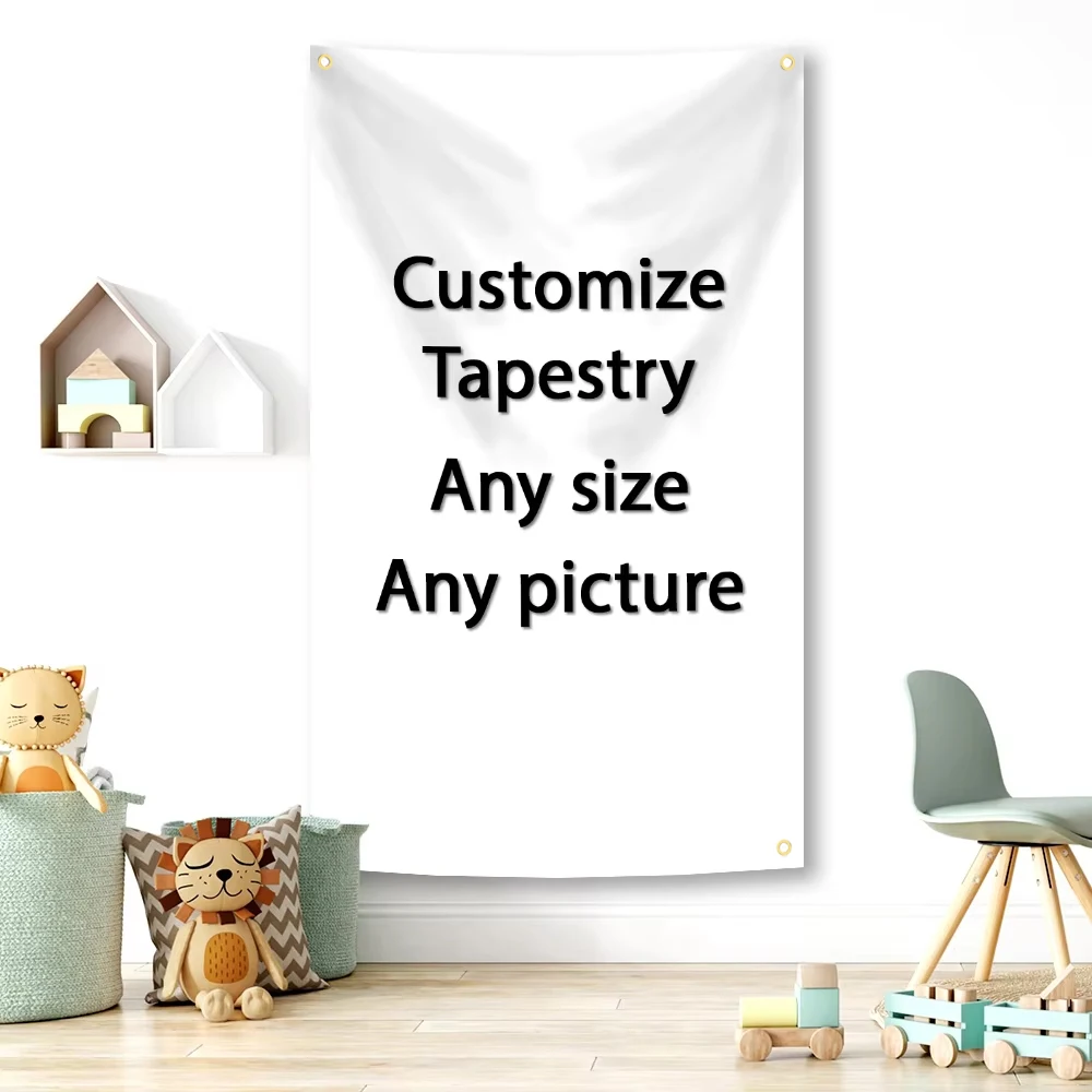 Custom Flag 4 Holes Tapestry Your Any Size Picture Polyester Printed Bar Bedroom Room Background Decoration