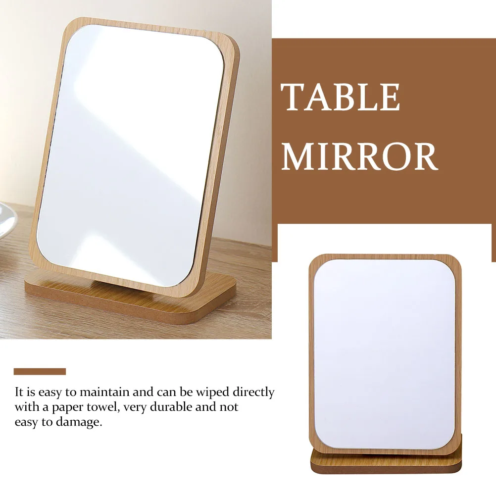 

Single Sided Beauty Mirror Wooden Frame High Definition Makeup Vanity Table Mirrors Foldable Design For Bedroom Bathroom