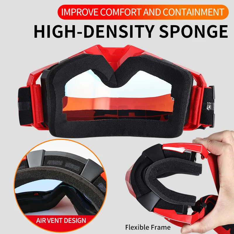 High-density Sponge Retro Motorcycle Goggles Ski Glasses Non-slip Belt Cycling Racing Riding Bike Motocross Goggles