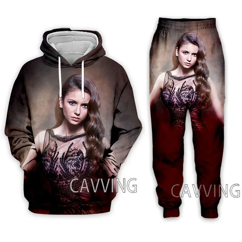 Nina Dobrev- Elena Gilbert 3D Printed Casual Hoodies Hooded Sweatshirt Pants Jogging Pants Trousers Suit Clothes Women/ Men Sets