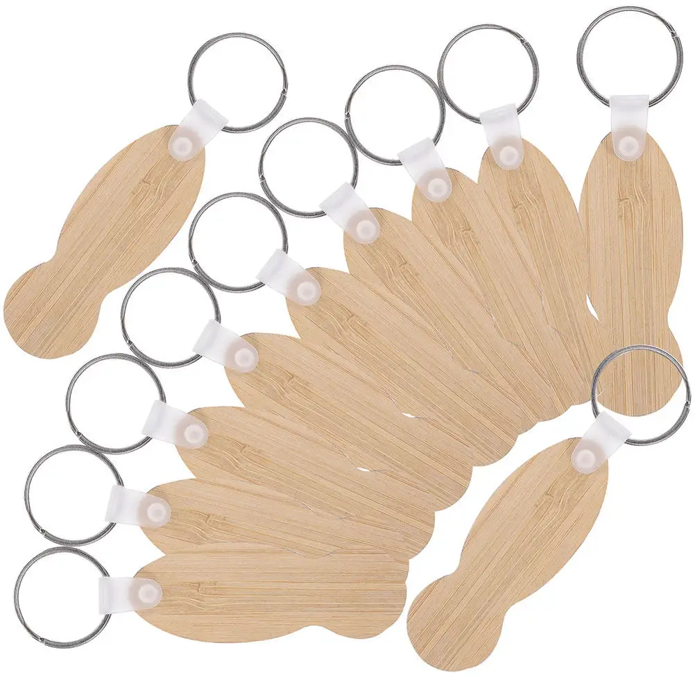 15Pcs Bamboo Shopping Trolley Tokens Keyring Token Key Ring Pendant Cart Removers Grocery Cart Token Hanging Keychain