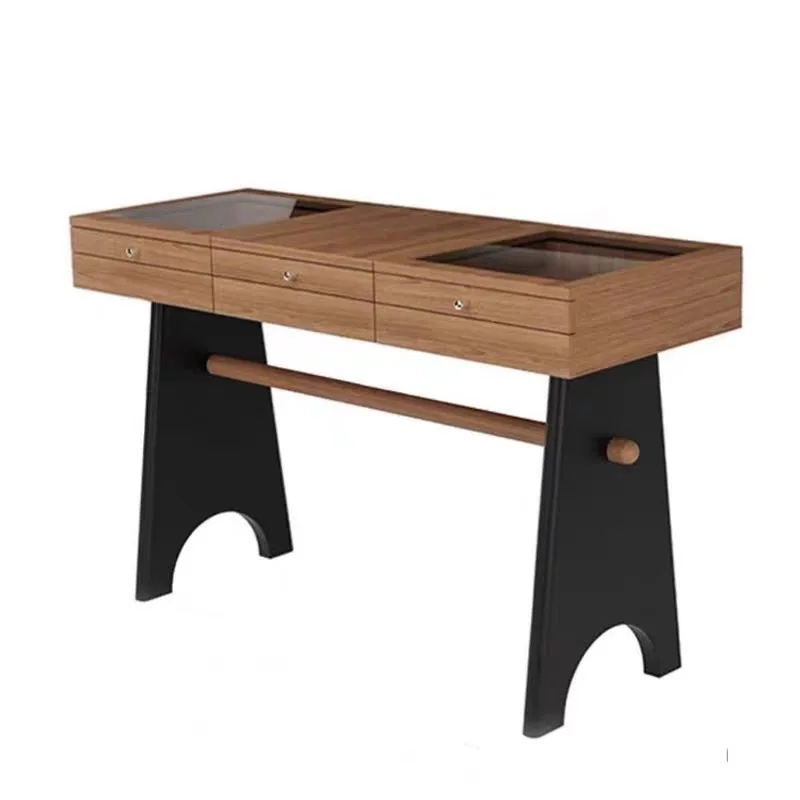 

Medieval retro solid wood bedroom flip dresser simple modern creative small apartment dressing table