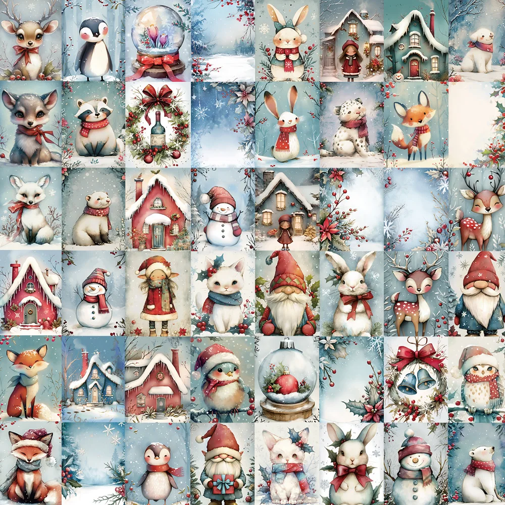 

50PCS Cartoon Snowman Animal Illustration Style Doodle Decoration iPad Guitar Laptop Suitcase Waterproof Sticker Kids Toy