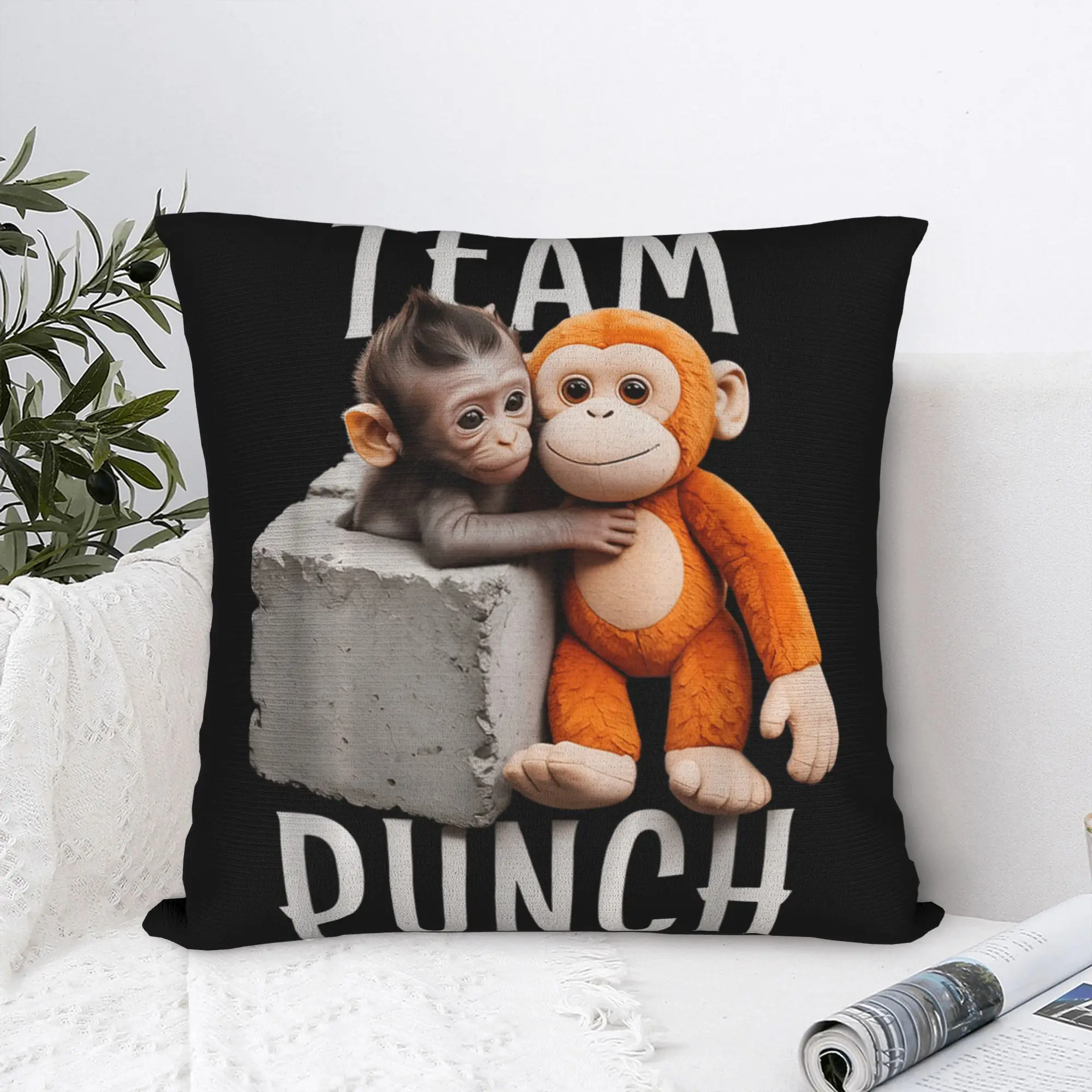 Pillow Cover Team Punch Baby Monkey  Vintage Pillow Case For Sofa Bedroom Home Decor Pillowcases