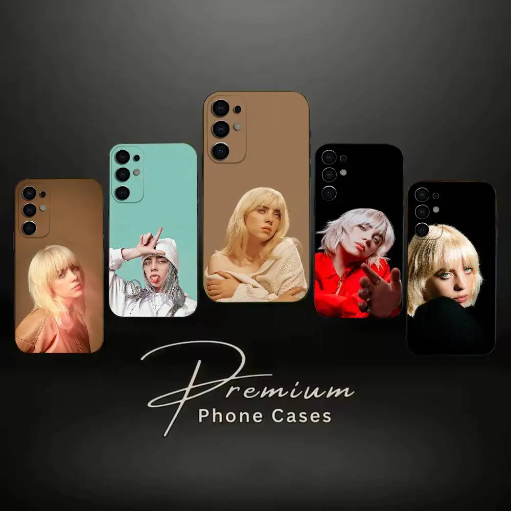 pop singers Billie Eilish cool Phone Case Black Soft Case For Samsung S24,S23,S21,S22,S24,S30,S20Ultra Plus