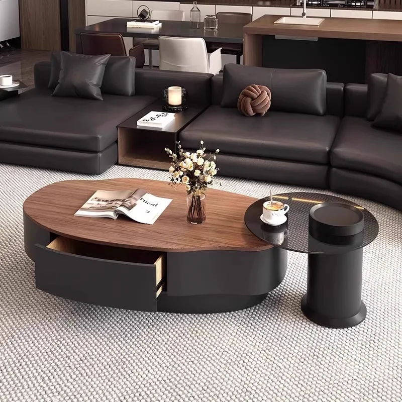 

New medieval style coffee table combination solid wood tea table living room home high-end coffee table retro wabi