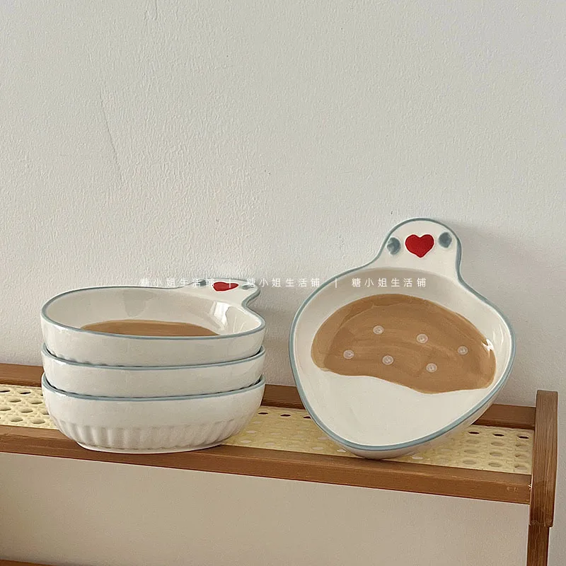 Cute Cartoon Dipping Dish Ins Household Ceramic Underglaze Color Seasoning Dishes Korean Irregular Patchwork Flavor Tablewares