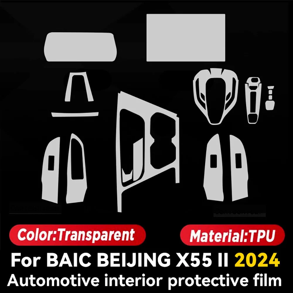 For BAIC BEIJING X55 II 2024 Car Interior Protection Anti-Scratch TPU Film instrument Center Control Navigation Accessories