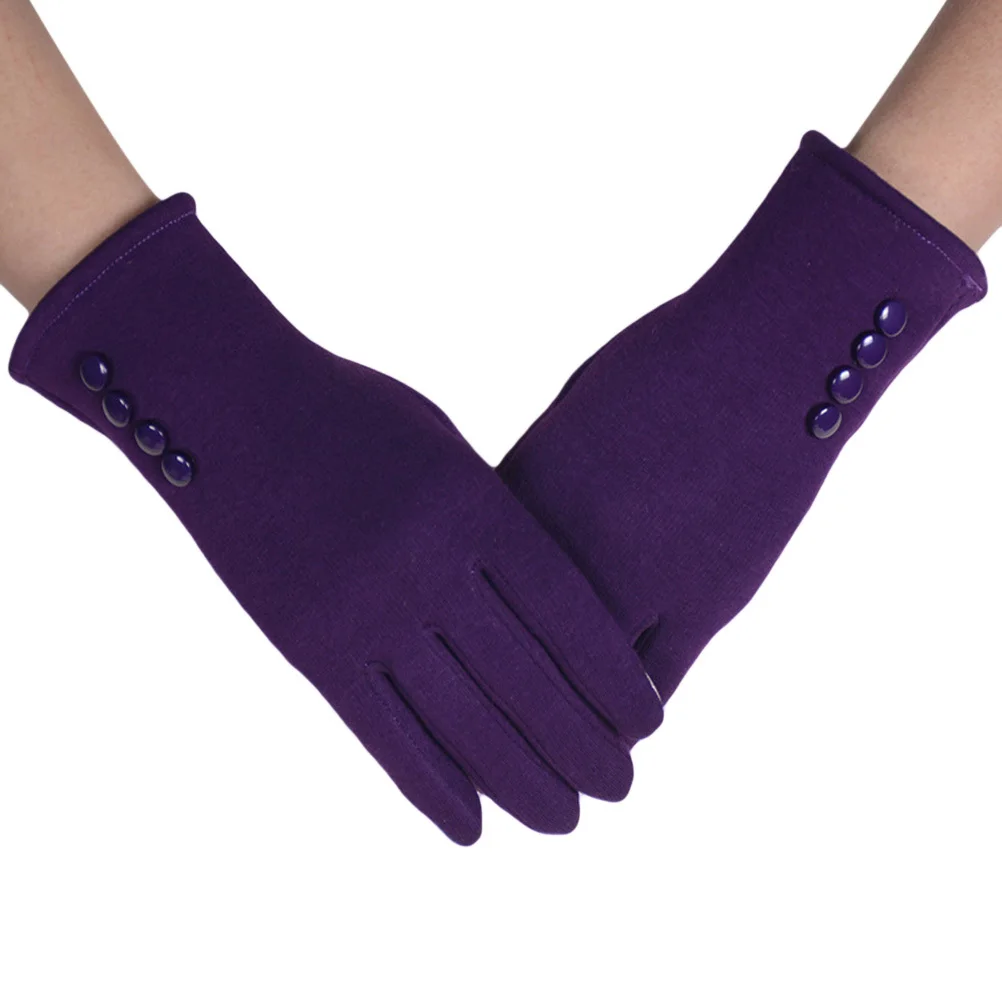 Women Touch Screen Warm Gloves Purple Free Size Winter Outdoor Riding Non Down Cotton Gloves Ladies Cycling Running