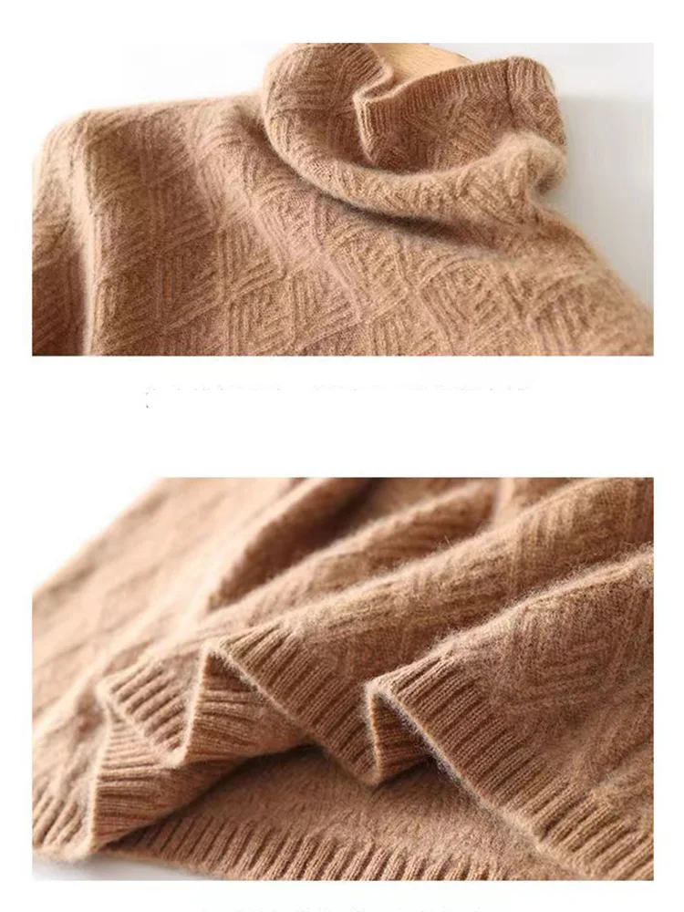 

100% Wool Sweater Women's Thickened Oversized High Neck Wool Pullover Sweater For Autumn Winter Best Wool Turtle Diameter Jumper