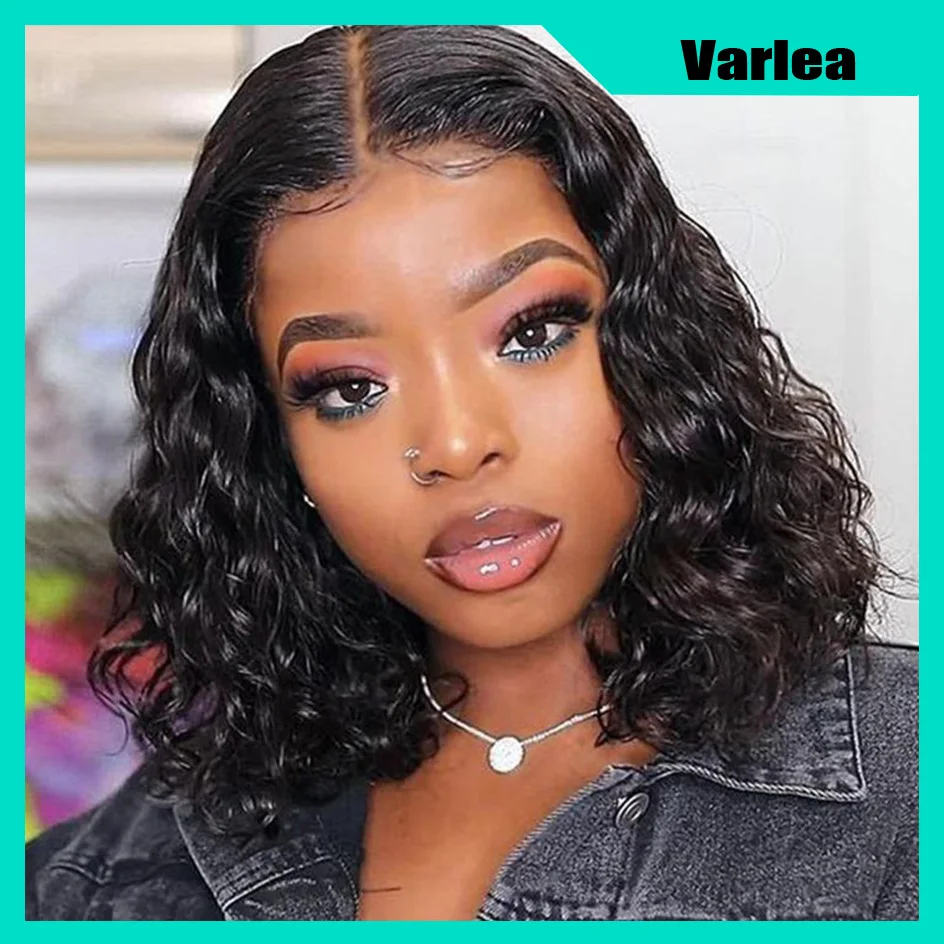 

Varlea Bob Wig 5x5 Lace Hd Short Wigs Deep Wave Water Wave Human Hair Wig Curly Wig 4x4 Closure For Women Black Wig Human Hair