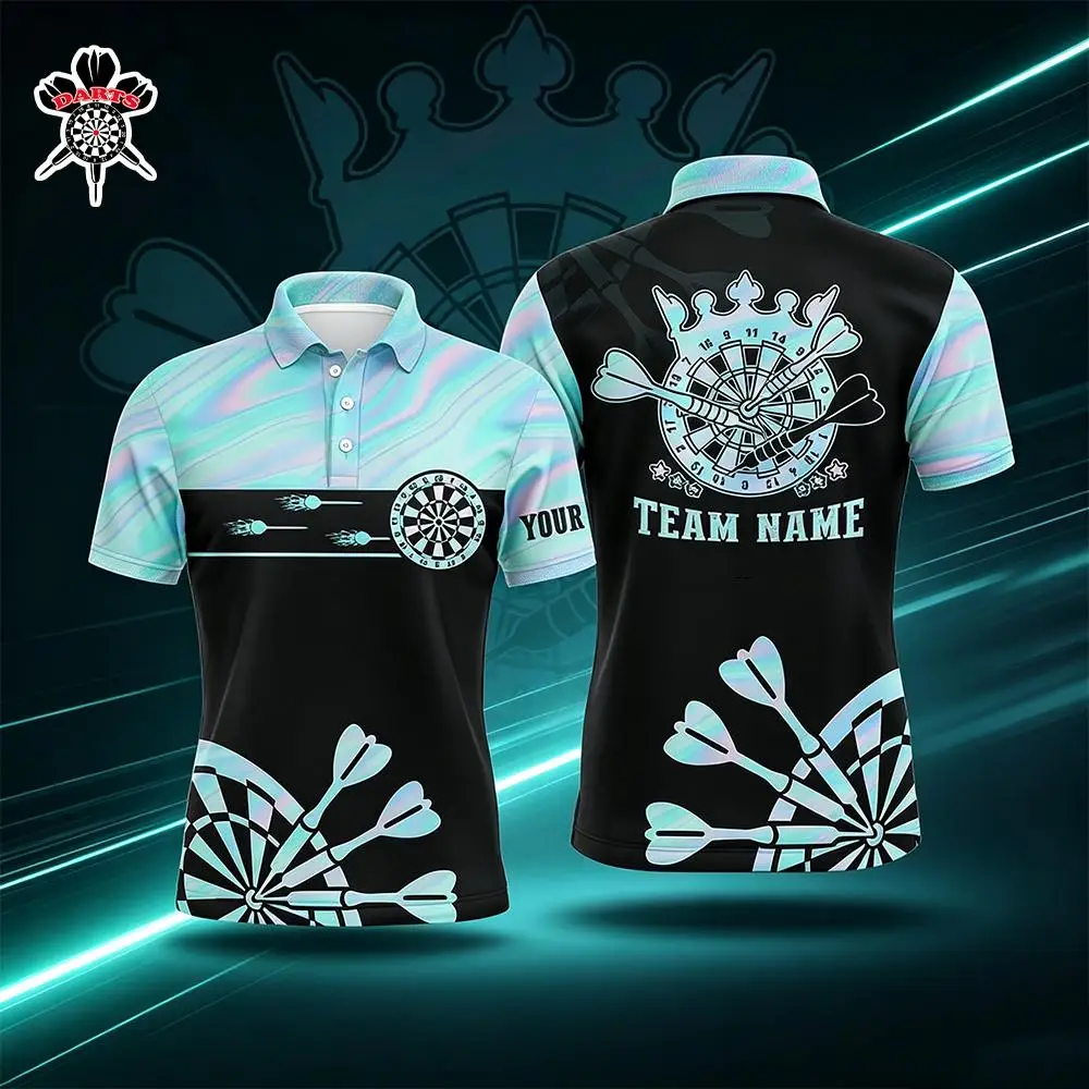 Custom Name Team Darts Polo Shirt Men's 3D Print Darts Board Dart Player Uniform Summer Breathable Quick Dry Casual Golf Shirt