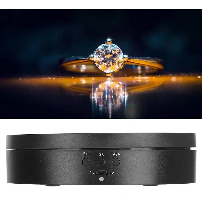 Electric 360 Degree Rotating Display Stand 3Speed ​​Mirror Turntable Jewelry Stand Battery/USB Power Supply,Photography Shooting