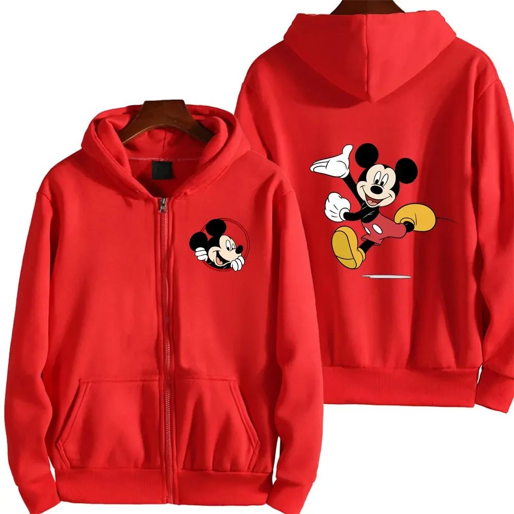 Autumn and Winter Disney Mickey and Minnie cartoon anime print Women's Zipper Hoodie Autumn and Winter Couple's Zipper Hoodie