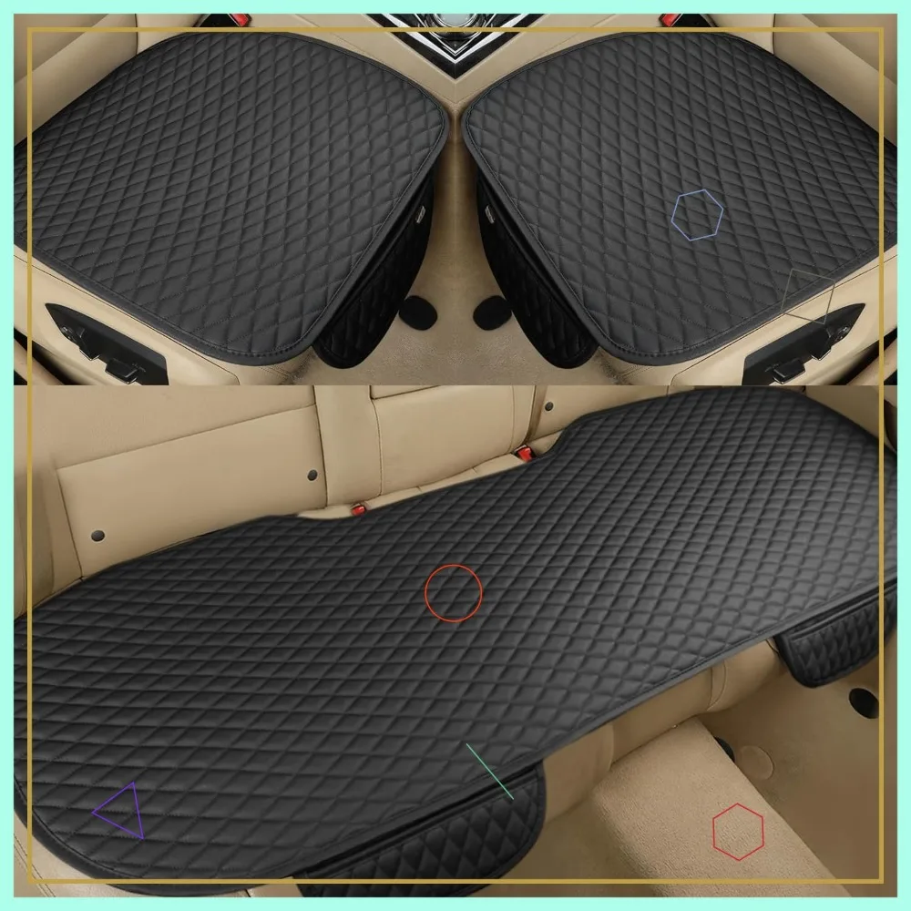 

Universal PU Leather Car Seat Covers Set - Front & Rear Protectors, Waterproof & Non-Slip for Most Vehicles