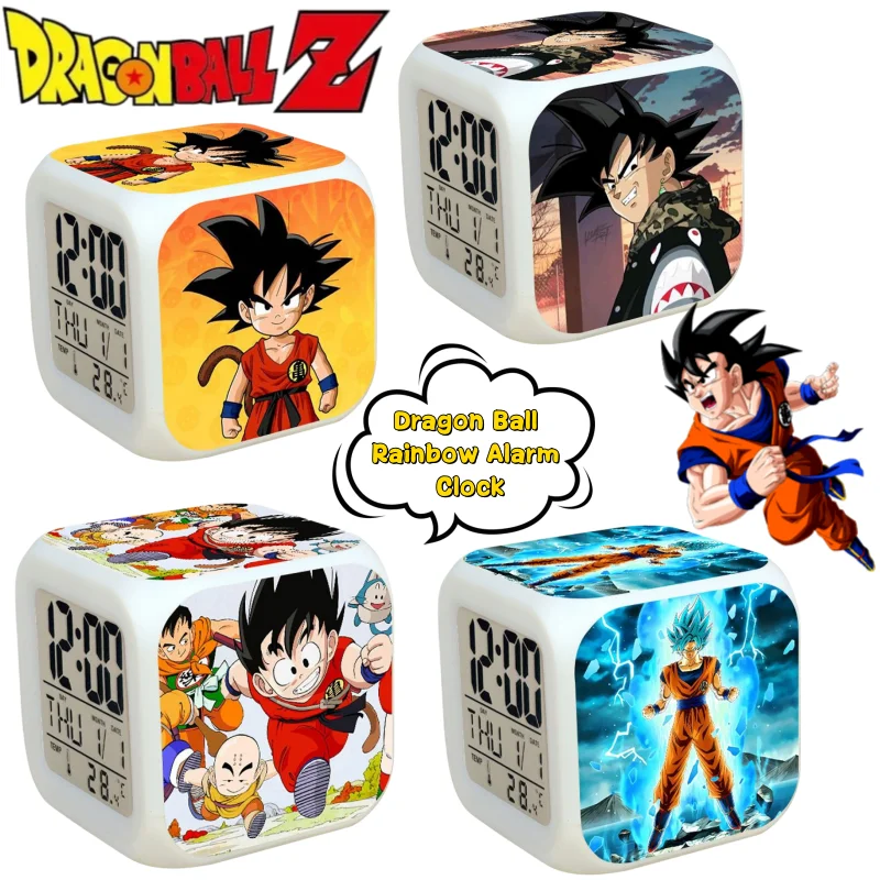 Reloj Despertador de Dragon Ball con Son Goku y Vegeta, Impresión de Anime de Alta Calidad, Personalizado, Creativo, para Estudiantes
