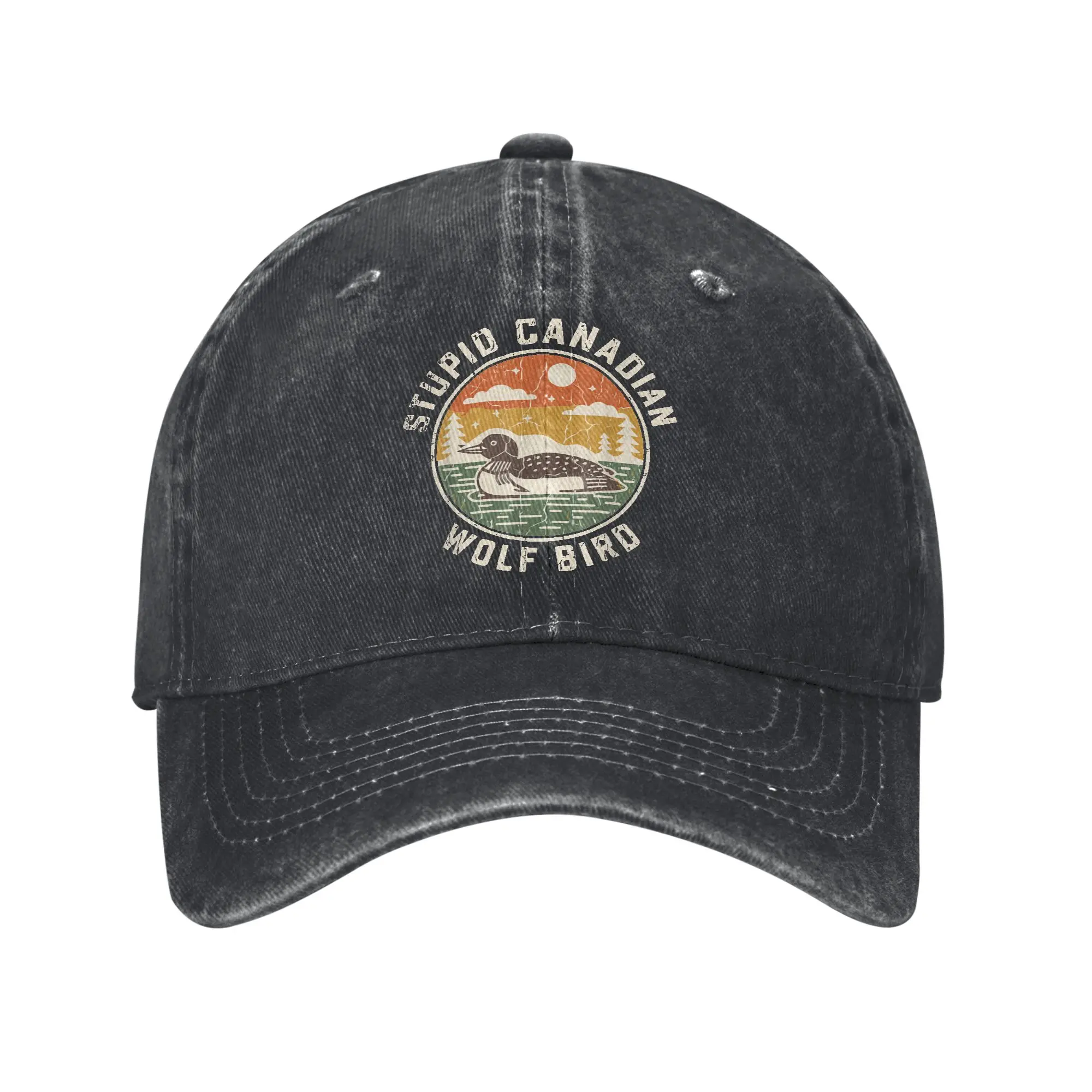 Stupid Canadian Wolf Bird Baseball Cap Sun  Running Hippie Sun-Proof Washed Trucker Hat Unisex-Teens Casual Design Baseball Caps