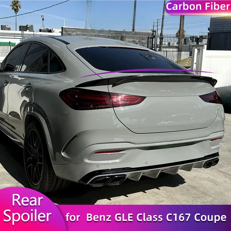 

Задний спойлер багажника из углеродного волокна, крылья для Mercedes Benz GLE Class C167 Sport Coupe 2020-2022, задний спойлер автомобиля, крыло багажника, губа