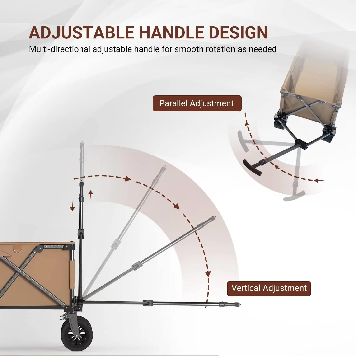 Heavy Duty Folding Wagon Cart, 330lbs grande capacidade, rodas removíveis, alça ajustável, built-in rolamento duplo