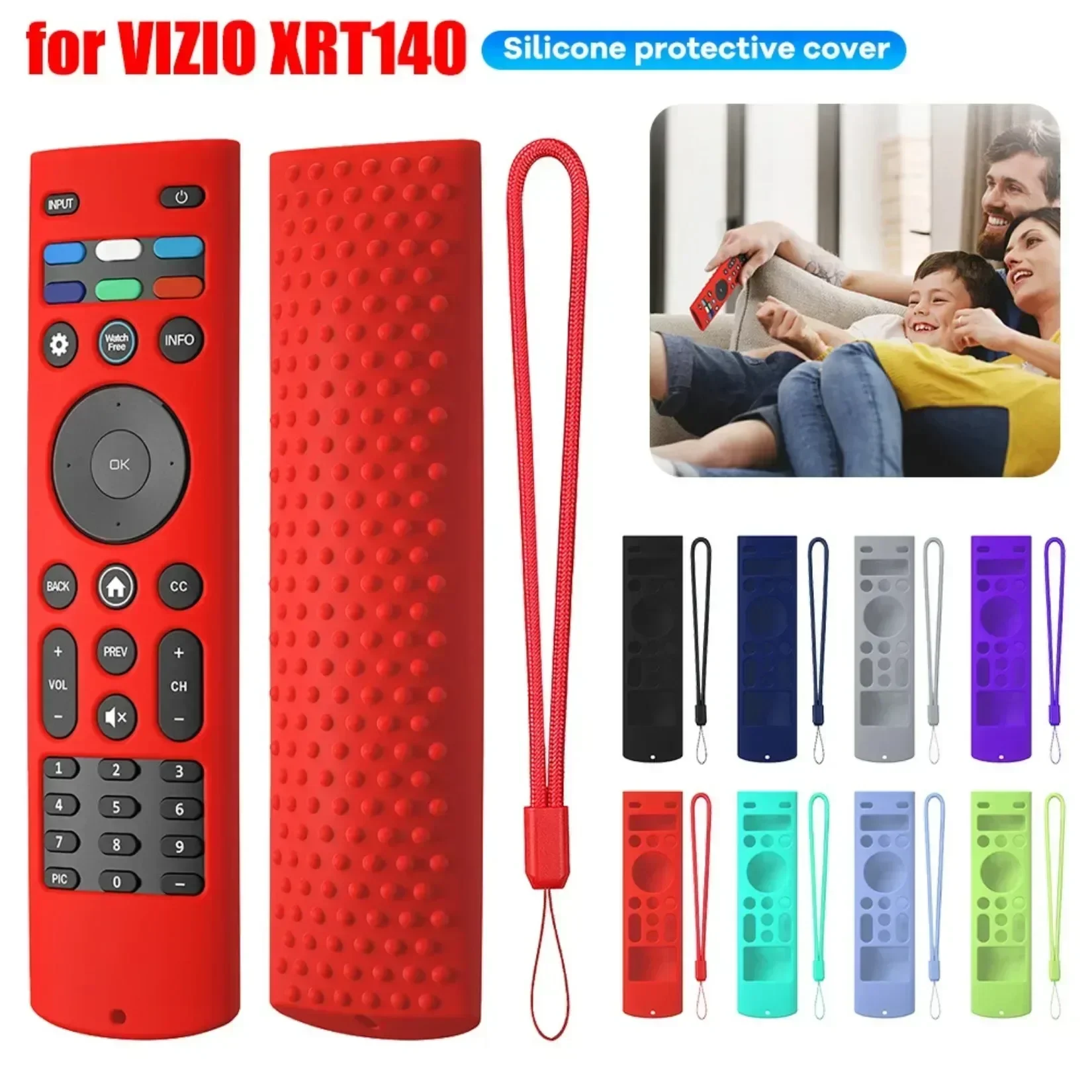 Silicone Remote Case for Vizio XRT140 Smart TV Remote Silicone Protective Sleeve for Vizio XRT140 with Lanyard tv cover