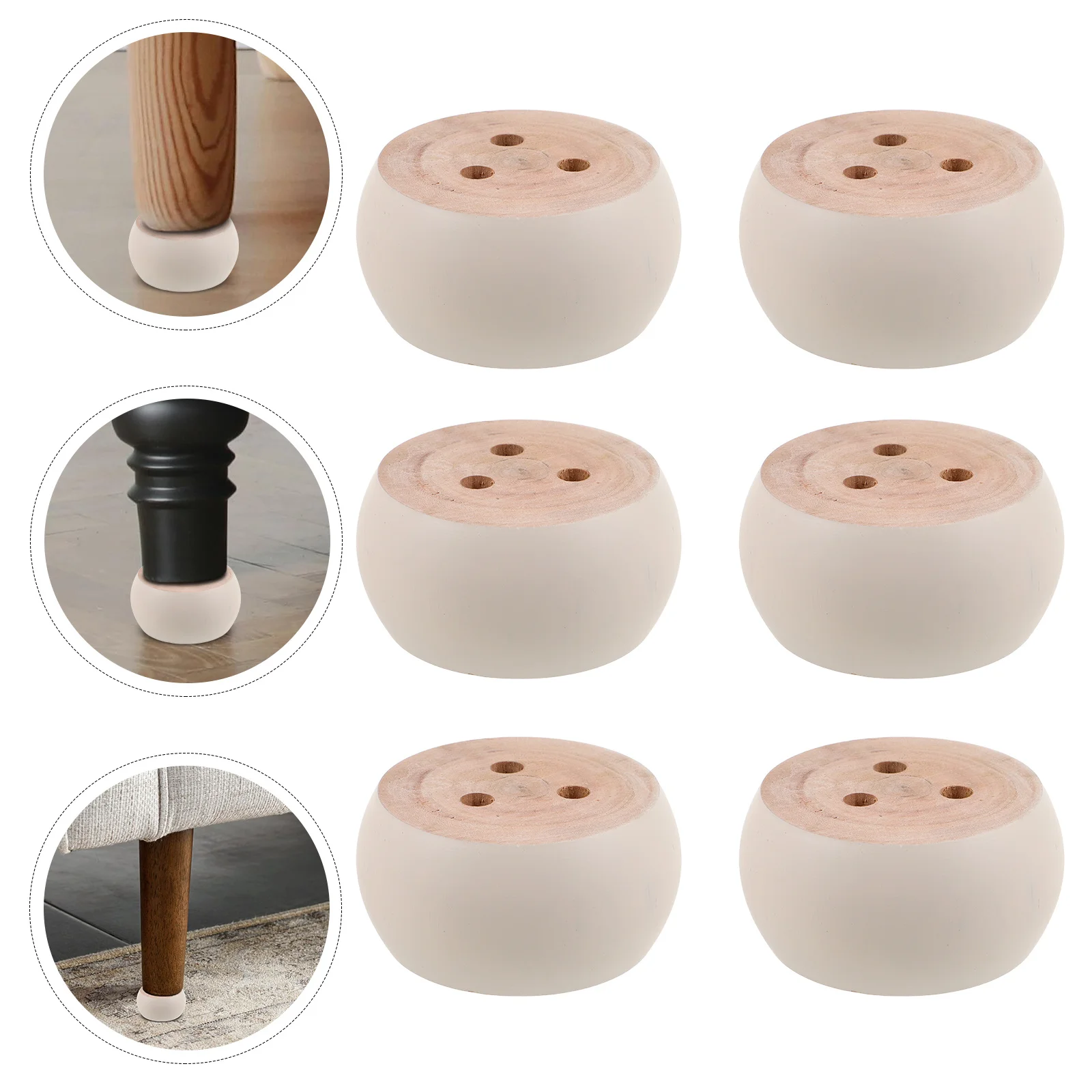

6Pcs Round Solid Wood Sofa Legs Unpainted Replacement Coffee Table Desk Bookcase Cabinet Furniture Feet Round Sofa Legs