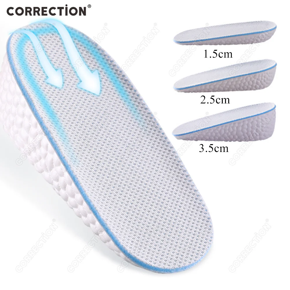 

CORRECTiON Lightweight Height Insoles Increase 1.5/2.5/3.5CM Memory Foam Soft Elastic Lift Men Women Shoes Flat Feet Unisex Pads
