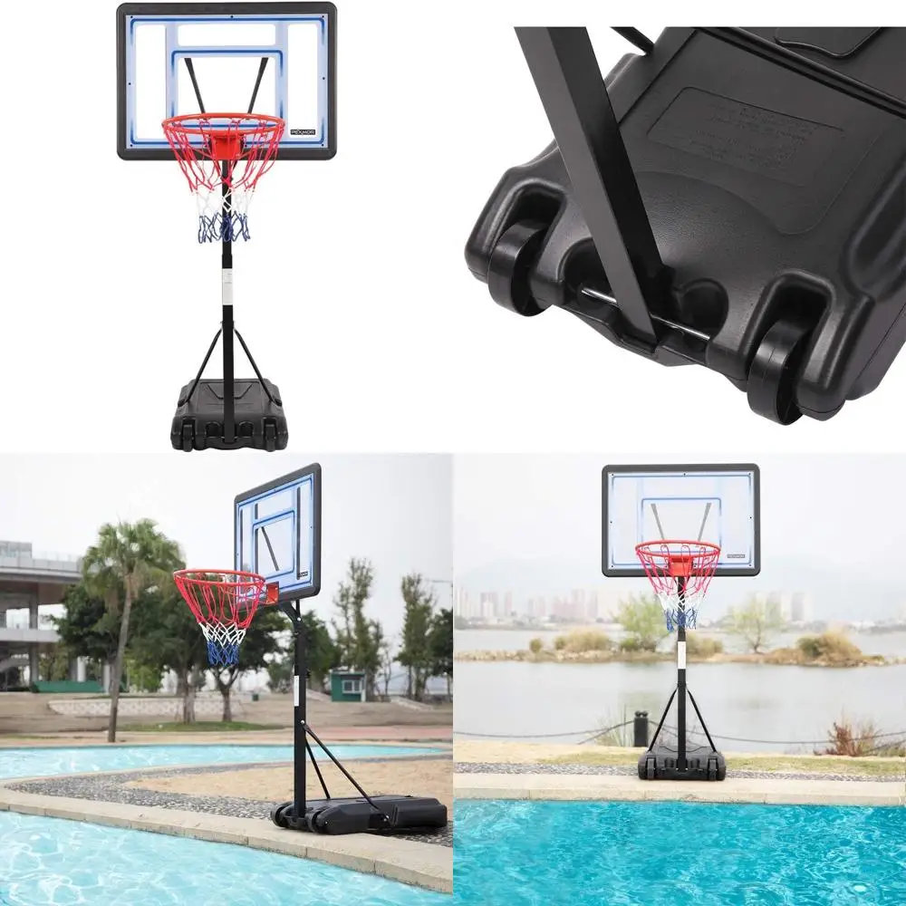 

Portable Poolside Basketball Hoop and Volleyball Set for Outdoor Swimming Pools, Upgraded Water Basketball Backboard Stand for I