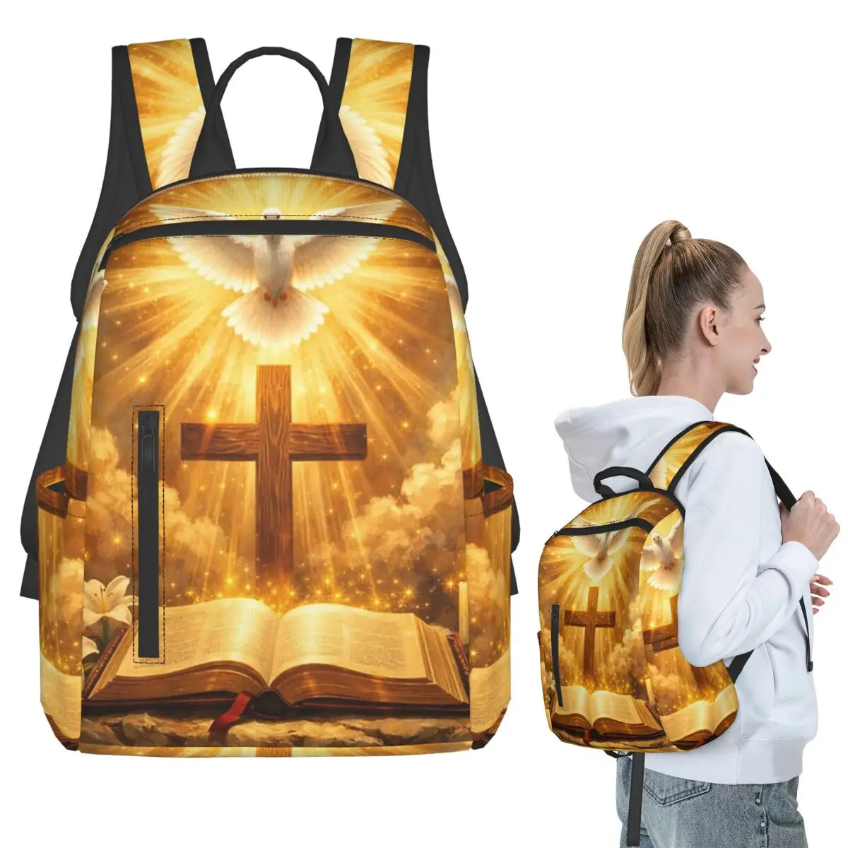 The Cross And The Bible Religion Backpack Student BookBag Children School Bag Computer Shoulder Bags Men Women