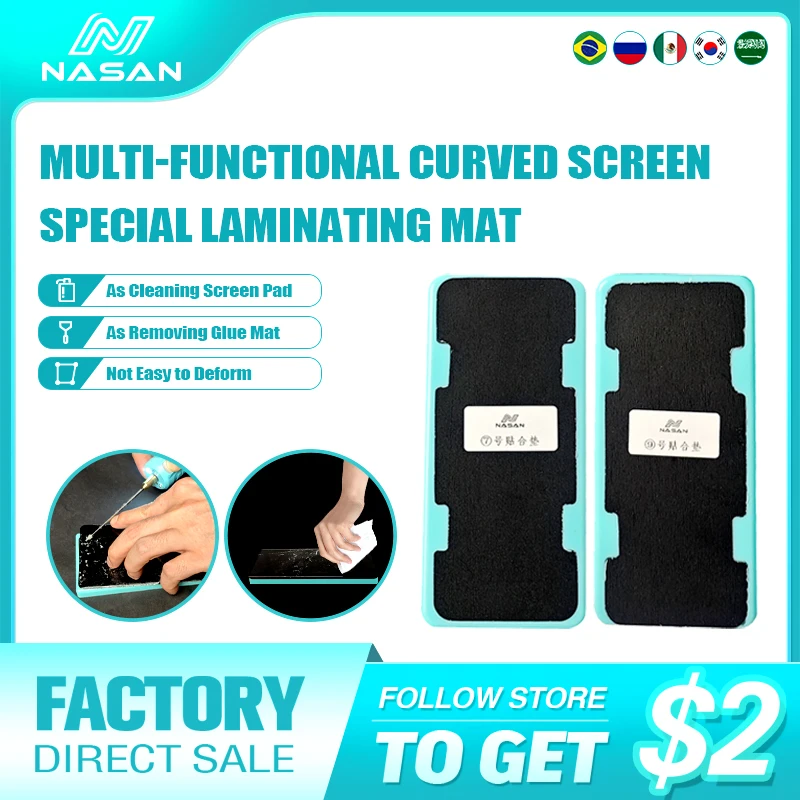 NASAN Curved Screen Laminating Pad Magic Anti-slip Wash lamination Mat Surface Bonding For Curved LCD Screen Repair Refurbish