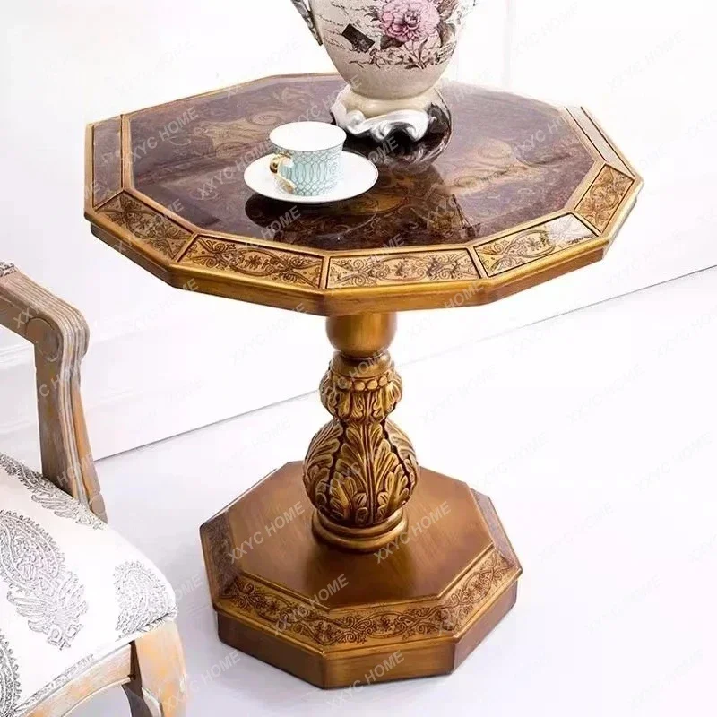 A   American living room balcony corner home carving art small coffee table brown fashion high-end