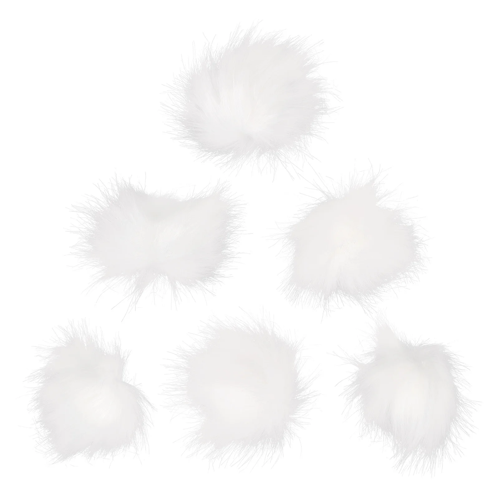 

6pcs White Faux Pompom Balls Keychain Hat Bag Accessories Soft Lightweight Durable Decorative Portable Elegant Multiscene Animal