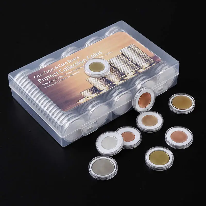 100 Uds. Estuche transparente para cápsulas de monedas con almohadilla de ajuste suministros de colección de almacenamiento de monedas coleccionables conmemorativos transparentes