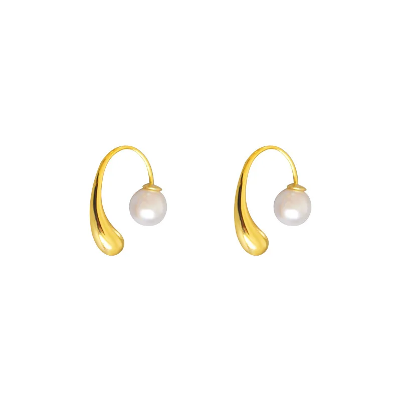 925 Sterling Silver Pearl Earrings Simple Style Glitter Pearl Ear Hooks Woman Temperament Party Birthday Gift Exquisite Jewelry