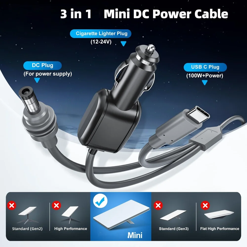 For 3-in-1 Connector For Starlink For Mini Data Cable 12-24V To 30V For Boost Power-Cable DC-DC Replacement Cable Tools Parts