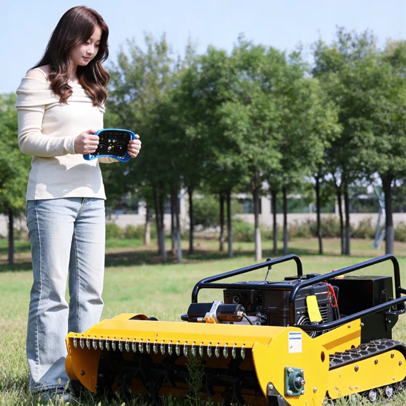 Customized agricultural and forestry machinery tracked remote-controlled lawn mower for sloping mountains