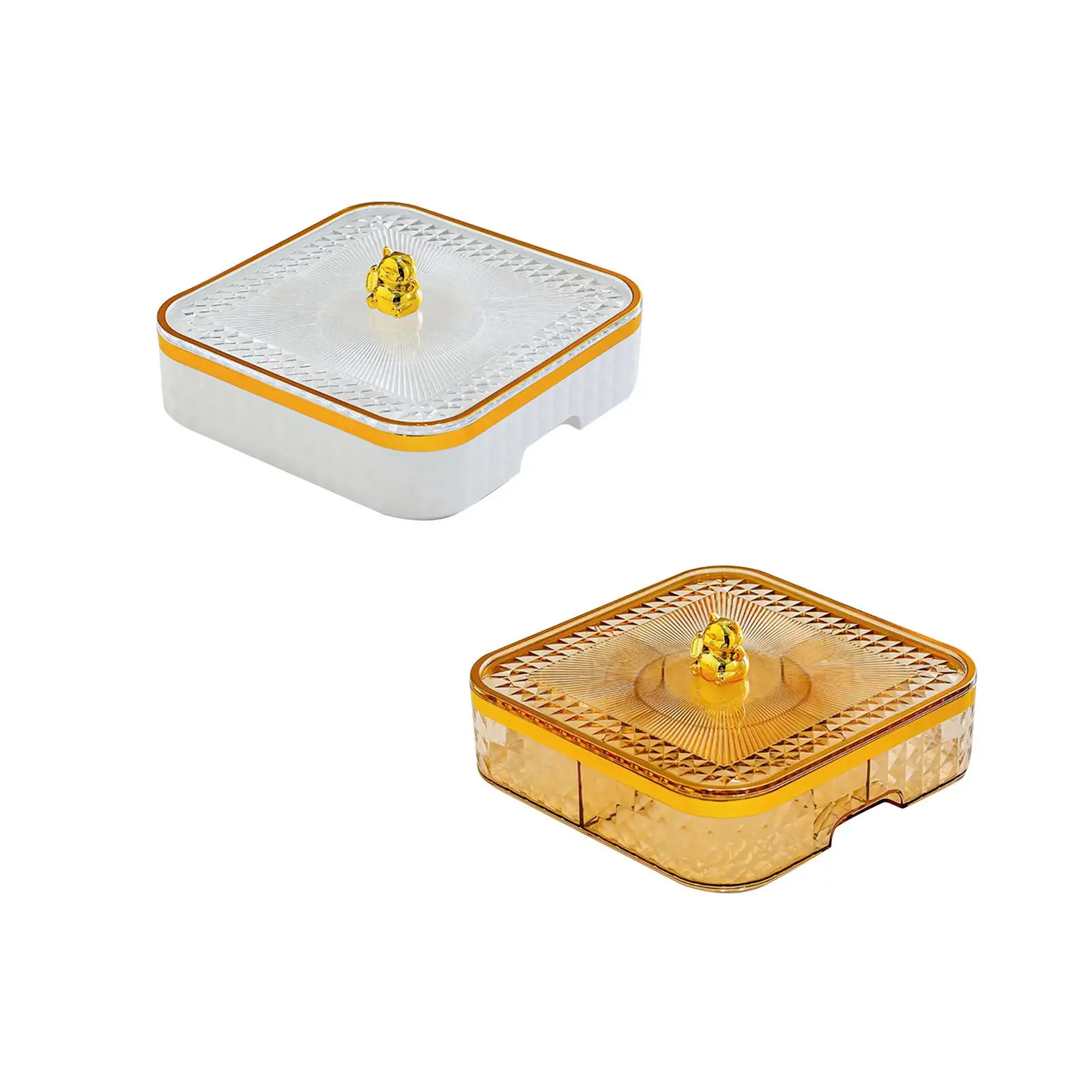 Assiette carrée de service de noix et de bonbons, conteneur de stockage des aliments pour les fêtes de bureau, plateau de collation léger synchronisé 9,2x9,2x3 pouces