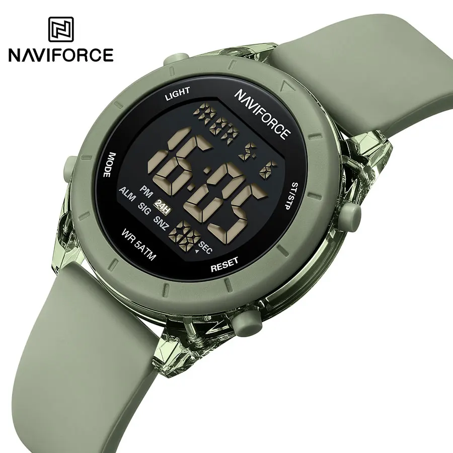 NAVIFORCE Sportuhr 2024, neue Modeuhren, wasserdicht, elektronisch, LED-Leucht-Armbanduhr, Damen-Sport, digitale runde Uhr