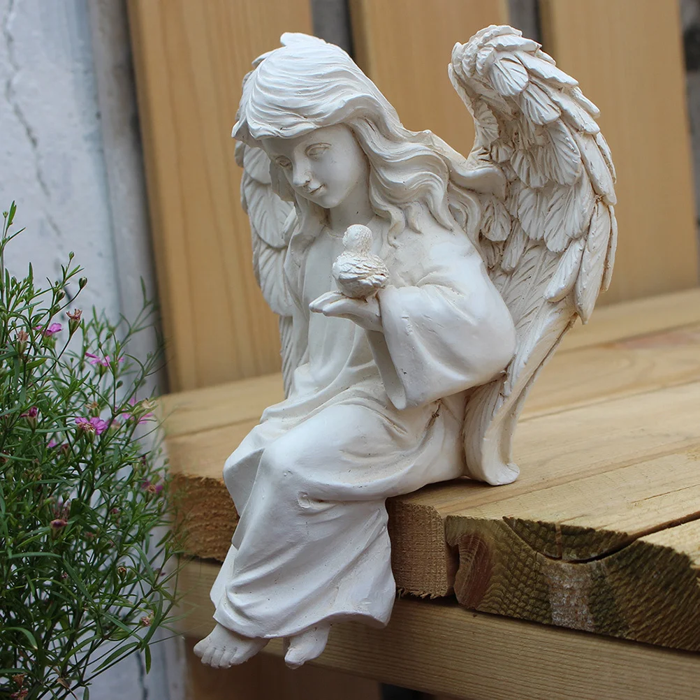 

Resin Angel Statue Small Size Lightweight for Tabletop Decor Indoor Outdoor Garden Decoration Home Office Desk Accessory