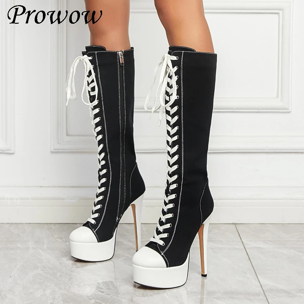 

Сапоги до колена на высоком каблуке-шпильке больших размеров на платформе, женская обувь Zapatos Mujer