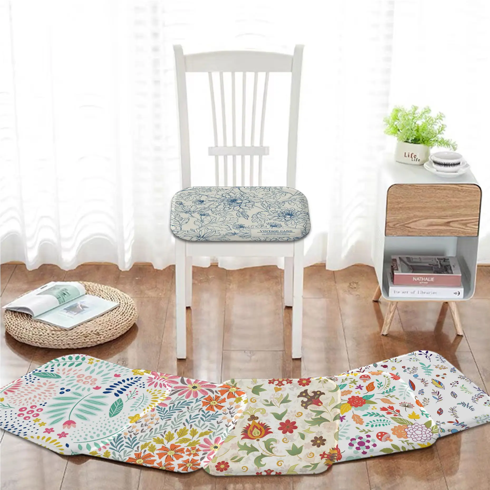 

Flower Creative Stool Pad Patio Home Kitchen Office Chair Seat Cushion Pads Sofa Seat 40x40cm Cushion Pads