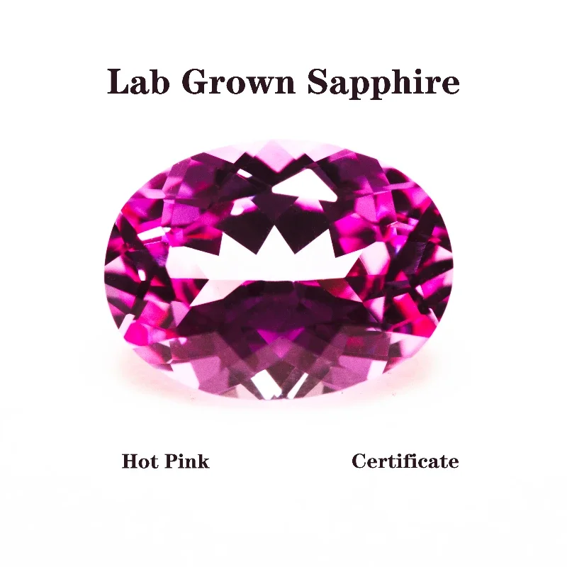 

Lab Grown Sapphire Oval Shape Hot Pink Color Charms Stone for Jewelry Making Diy Ring Necklace Main Materials with Certificate